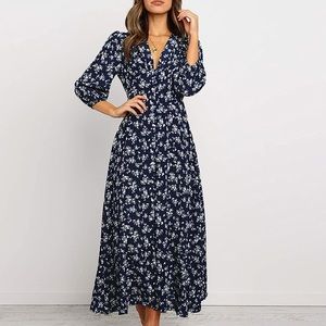 Long Sleeve navy floral dress